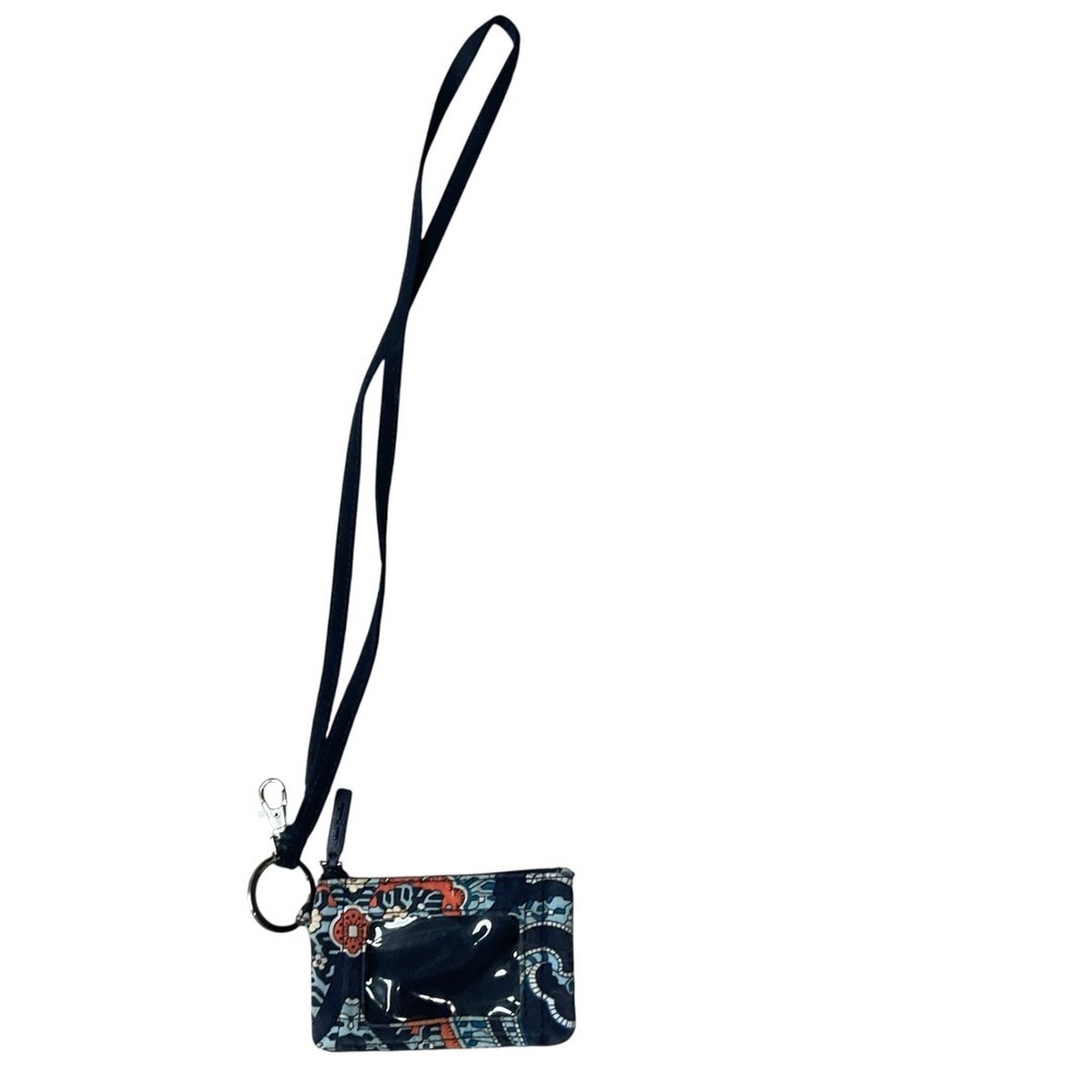 Vera Bradley Zip ID Case Card‎ Coin Purse Bag Mini Wallet Key Chain With Lanyard